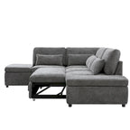 Canapé d'angle convertible modulaire Chenille avec pouf de rangement