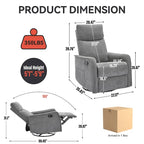 Fauteuil inclinable manuel de massage 8 points en tissu pivotant fauteuil simple avec fonction bascule et chauffage lombaire