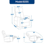 Fauteuil inclinable manuel de massage 8 points en tissu pivotant fauteuil simple avec fonction bascule et chauffage lombaire