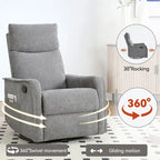 Fauteuil inclinable manuel de massage 8 points en tissu pivotant fauteuil simple avec fonction bascule et chauffage lombaire