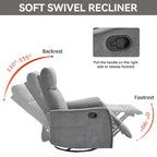 Fauteuil inclinable manuel de massage 8 points en tissu pivotant fauteuil simple avec fonction bascule et chauffage lombaire