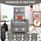 Fauteuil inclinable manuel de massage 8 points en tissu pivotant fauteuil simple avec fonction bascule et chauffage lombaire
