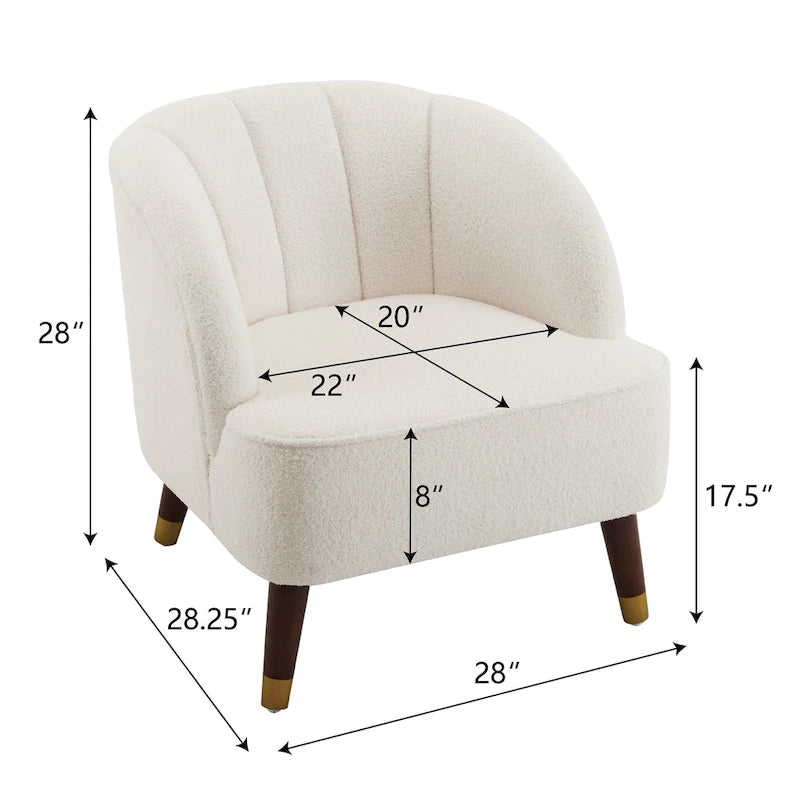Fauteuil d'appoint en velours de 71,75 cm avec dossier capitonné et pieds en bois d'hévéa | 4 coloris