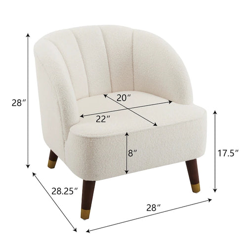 Fauteuil d'appoint en velours de 71,75 cm avec dossier capitonné et pieds en bois d'hévéa | 4 coloris
