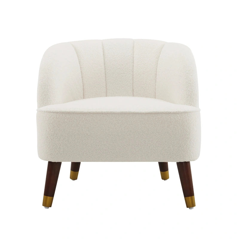 Fauteuil d'appoint en velours de 71,75 cm avec dossier capitonné et pieds en bois d'hévéa | 4 coloris