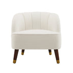 Fauteuil d'appoint en velours de 71,75 cm avec dossier capitonné et pieds en bois d'hévéa | 4 coloris