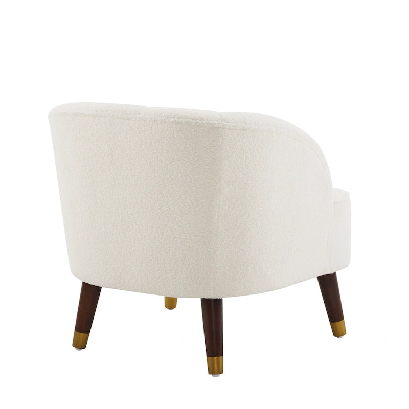 Fauteuil d'appoint en velours de 71,75 cm avec dossier capitonné et pieds en bois d'hévéa | 4 coloris