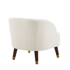 Fauteuil d'appoint en velours de 71,75 cm avec dossier capitonné et pieds en bois d'hévéa | 4 coloris