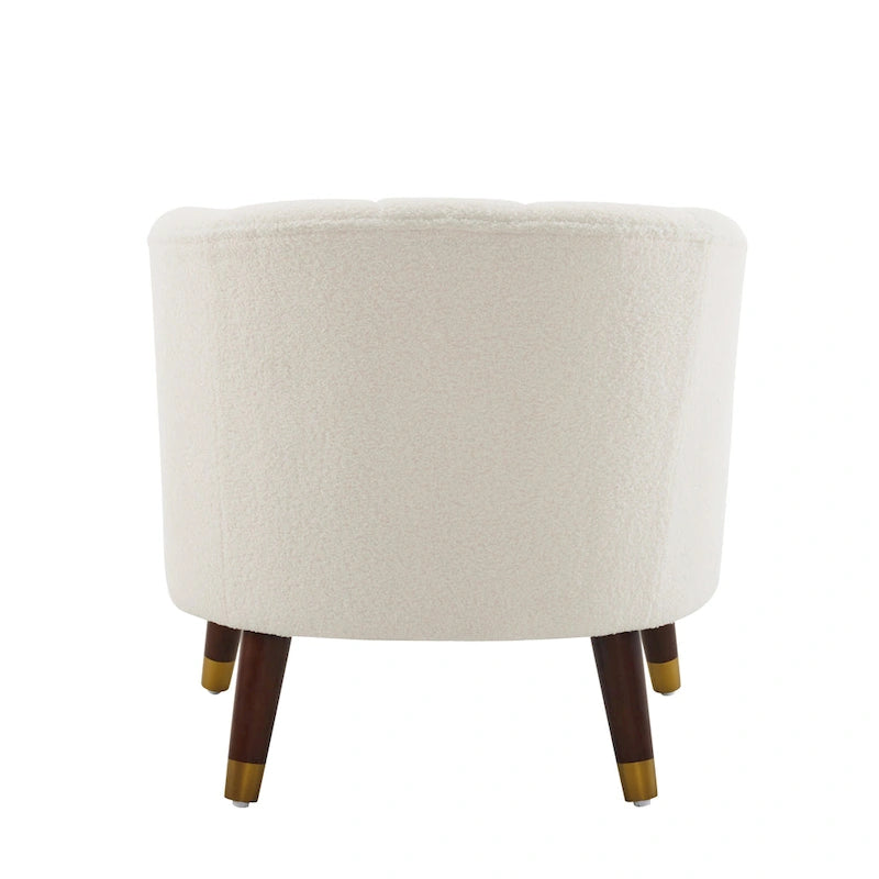Fauteuil d'appoint en velours de 71,75 cm avec dossier capitonné et pieds en bois d'hévéa | 4 coloris