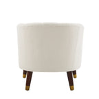 Fauteuil d'appoint en velours de 71,75 cm avec dossier capitonné et pieds en bois d'hévéa | 4 coloris