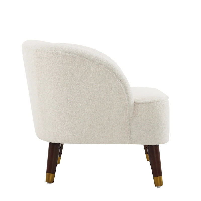 Fauteuil d'appoint en velours de 71,75 cm avec dossier capitonné et pieds en bois d'hévéa | 4 coloris