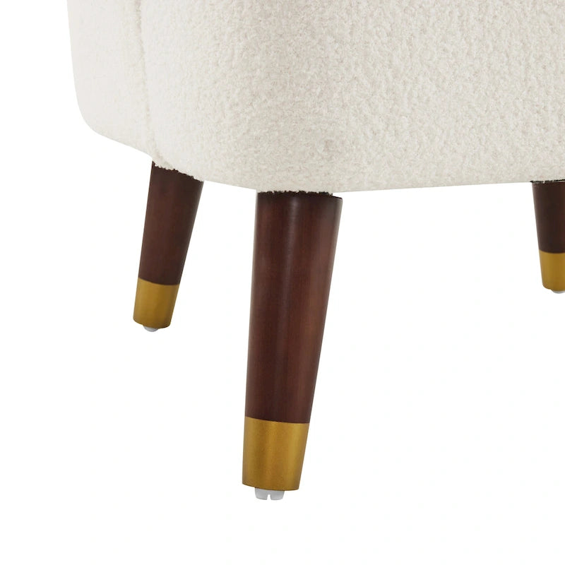 Fauteuil d'appoint en velours de 71,75 cm avec dossier capitonné et pieds en bois d'hévéa | 4 coloris