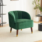 Fauteuil d'appoint en velours de 71,75 cm avec dossier capitonné et pieds en bois d'hévéa | 4 coloris
