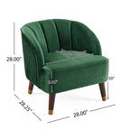 Fauteuil d'appoint en velours de 71,75 cm avec dossier capitonné et pieds en bois d'hévéa | 4 coloris