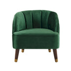 Fauteuil d'appoint en velours de 71,75 cm avec dossier capitonné et pieds en bois d'hévéa | 4 coloris
