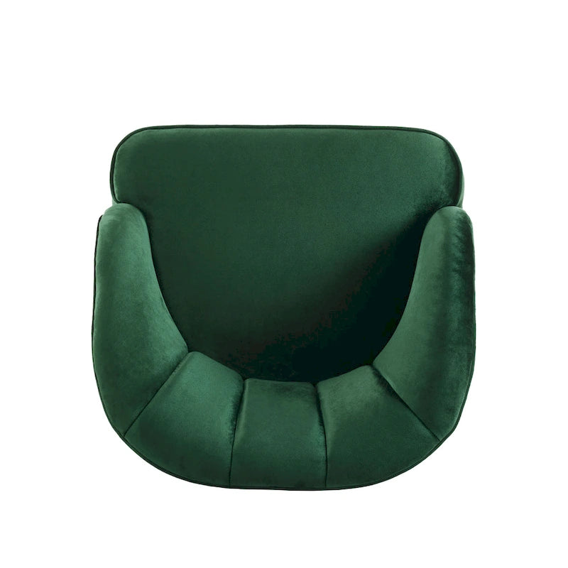 Fauteuil d'appoint en velours de 71,75 cm avec dossier capitonné et pieds en bois d'hévéa | 4 coloris