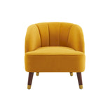 Fauteuil d'appoint en velours de 71,75 cm avec dossier capitonné et pieds en bois d'hévéa | 4 coloris
