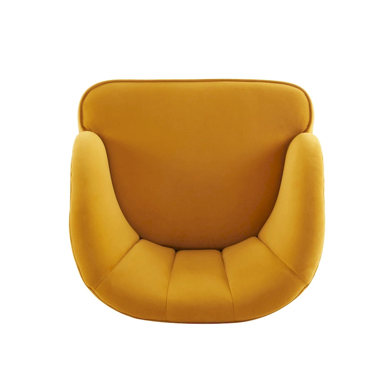 Fauteuil d'appoint en velours de 71,75 cm avec dossier capitonné et pieds en bois d'hévéa | 4 coloris