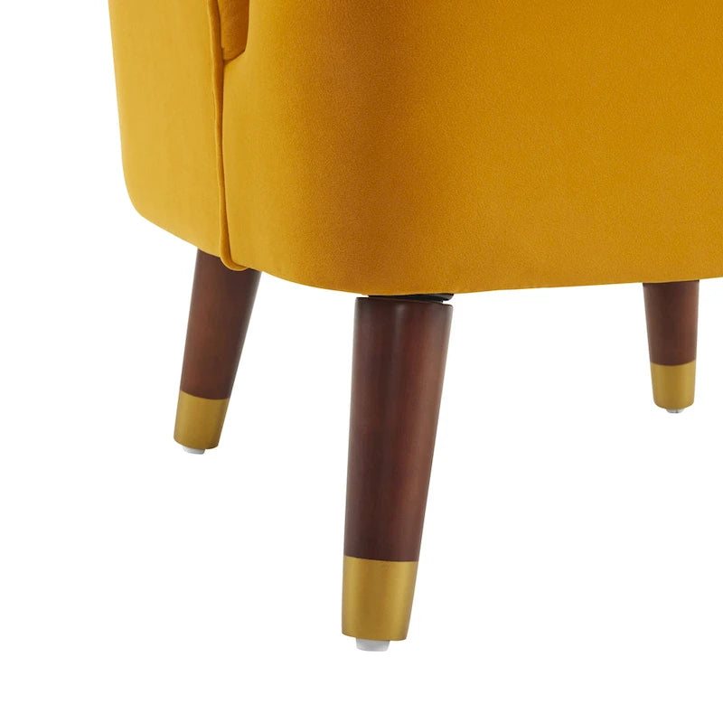 Fauteuil d'appoint en velours de 71,75 cm avec dossier capitonné et pieds en bois d'hévéa | 4 coloris