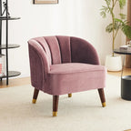 Fauteuil d'appoint en velours de 71,75 cm avec dossier capitonné et pieds en bois d'hévéa | 4 coloris