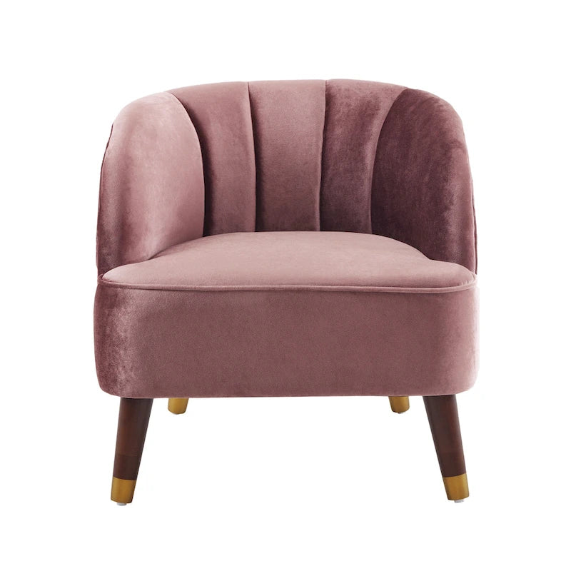Fauteuil d'appoint en velours de 71,75 cm avec dossier capitonné et pieds en bois d'hévéa | 4 coloris