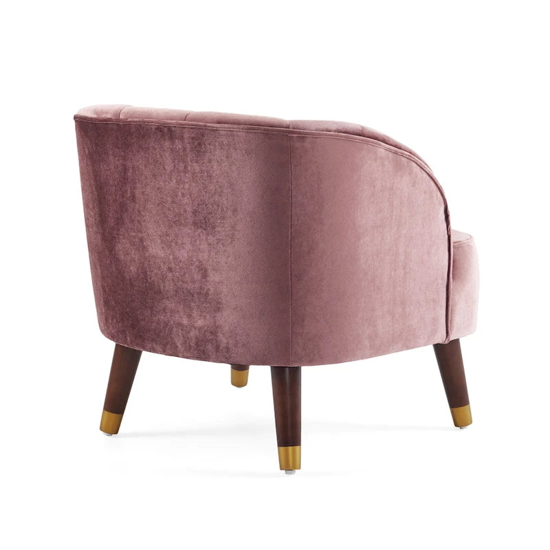 Fauteuil d'appoint en velours de 71,75 cm avec dossier capitonné et pieds en bois d'hévéa | 4 coloris