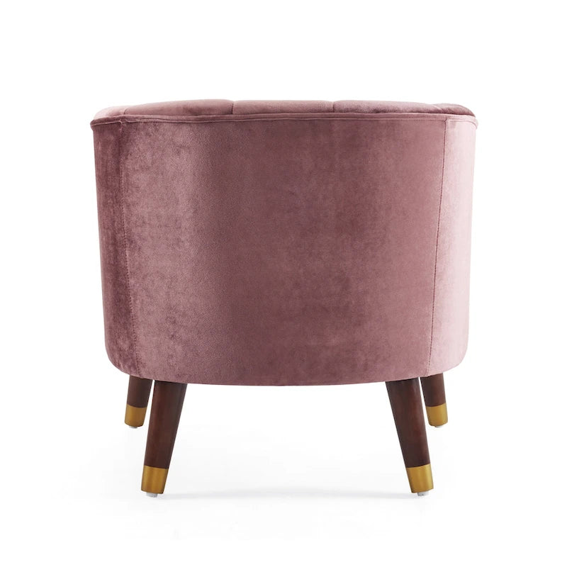 Fauteuil d'appoint en velours de 71,75 cm avec dossier capitonné et pieds en bois d'hévéa | 4 coloris