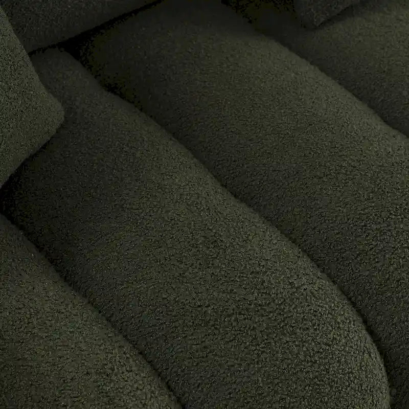 Canapé 3 places en velours Teddy avec coussins de dossier et cadre en bois massif | 208 cm (L) | Capacité de 340 kg | Vert