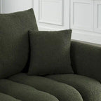 Canapé 3 places en velours Teddy avec coussins de dossier et cadre en bois massif | 208 cm (L) | Capacité de 340 kg | Vert
