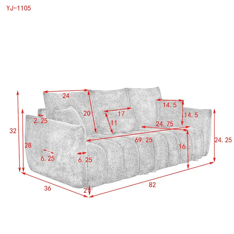 Canapé 3 places en velours Teddy avec coussins de dossier et cadre en bois massif | 208 cm (L) | Capacité de 340 kg | Vert
