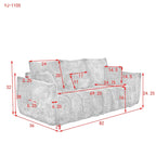 Canapé 3 places en velours Teddy avec coussins de dossier et cadre en bois massif | 208 cm (L) | Capacité de 340 kg | Vert