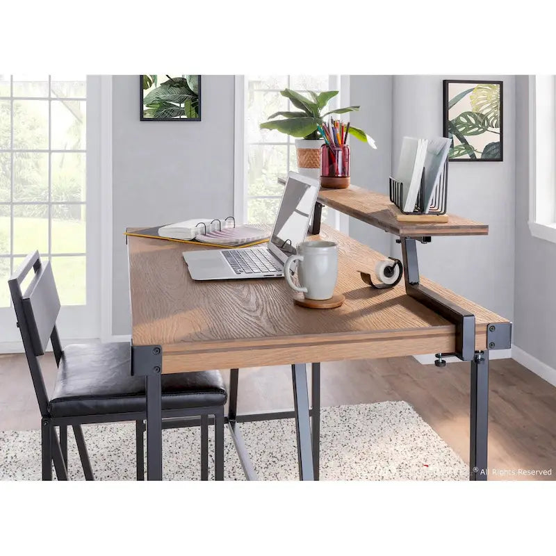 Bureau debout Gunn avec étagère amovible – Bureau debout à hauteur réglable pour le bureau à domicile