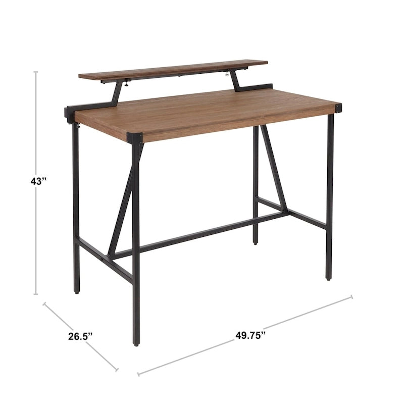 Bureau debout Gunn avec étagère amovible – Bureau debout à hauteur réglable pour le bureau à domicile