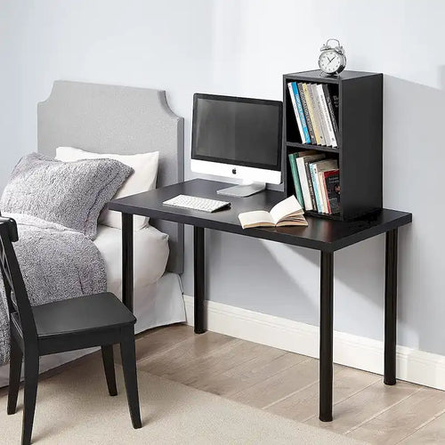 Bureau d'ordinateur minimaliste de 120 cm avec pieds en acier au carbone | Montage facile en 10 minutes | Noir et blanc