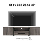 Meuble TV de rangement multifonctionnel Sawa Rustique 81" à 5 étagères – Meuble média de style ferme
