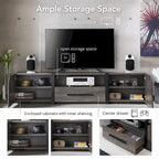 Meuble TV de rangement multifonctionnel Sawa Rustique 81" à 5 étagères – Meuble média de style ferme