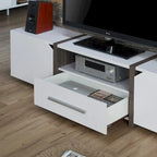 Meuble TV de rangement multifonctionnel Sawa Rustique 81" à 5 étagères – Meuble média de style ferme