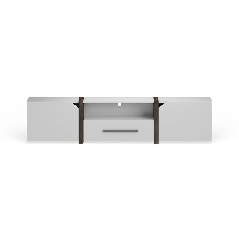 Meuble TV de rangement multifonctionnel Sawa Rustique 81" à 5 étagères – Meuble média de style ferme