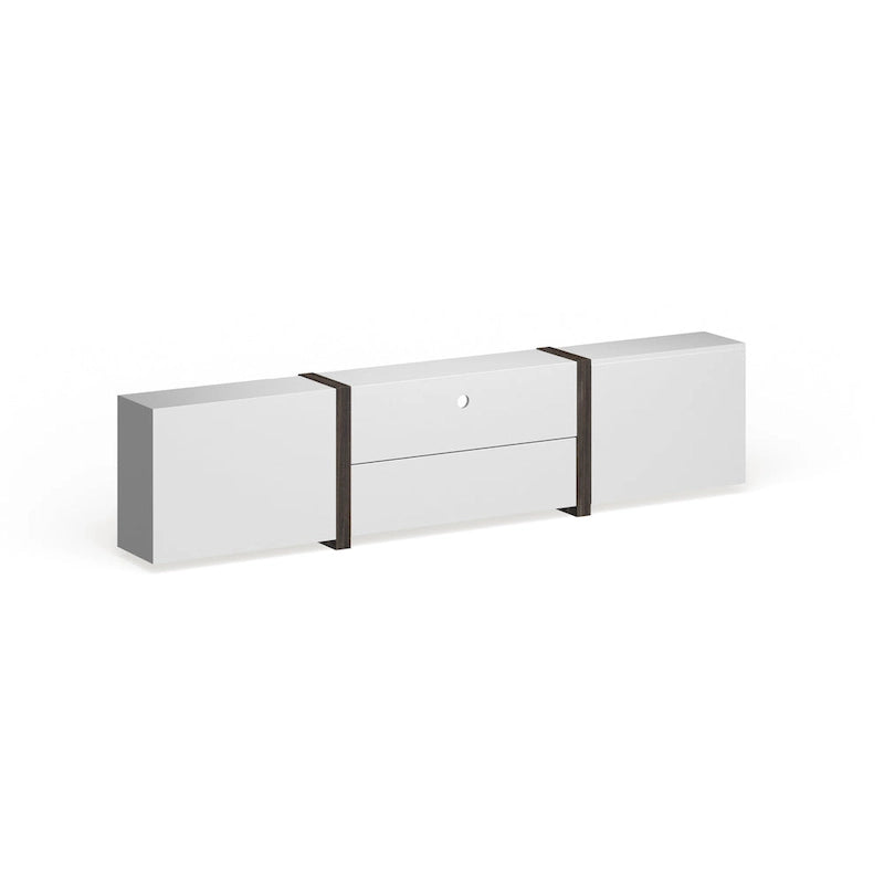 Meuble TV de rangement multifonctionnel Sawa Rustique 81" à 5 étagères – Meuble média de style ferme