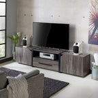 Meuble TV de rangement multifonctionnel Sawa Rustique 81" à 5 étagères – Meuble média de style ferme