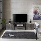 Meuble TV de rangement multifonctionnel Sawa Rustique 81" à 5 étagères – Meuble média de style ferme