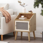 Table d'appoint contemporaine Merlack avec niche – Table d'appoint avec accent rotin et rangement