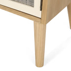 Table d'appoint contemporaine Merlack avec niche – Table d'appoint avec accent rotin et rangement