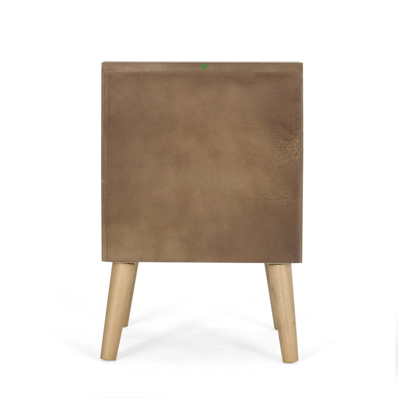 Table d'appoint contemporaine Merlack avec niche – Table d'appoint avec accent rotin et rangement