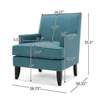 Fauteuil Club en Tissu Clouté – Fauteuil d'Appoint Extra Rembourré avec Pieds en Bois de Bouleau