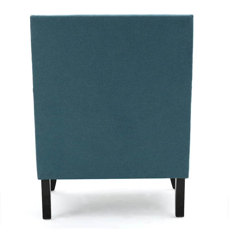 Fauteuil Club en Tissu Clouté – Fauteuil d'Appoint Extra Rembourré avec Pieds en Bois de Bouleau