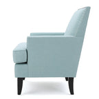 Fauteuil Club en Tissu Clouté – Fauteuil d'Appoint Extra Rembourré avec Pieds en Bois de Bouleau