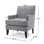 Fauteuil Club en Tissu Clouté – Fauteuil d'Appoint Extra Rembourré avec Pieds en Bois de Bouleau
