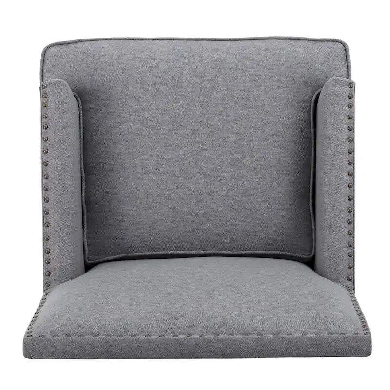 Fauteuil Club en Tissu Clouté – Fauteuil d'Appoint Extra Rembourré avec Pieds en Bois de Bouleau