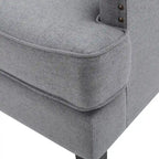 Fauteuil Club en Tissu Clouté – Fauteuil d'Appoint Extra Rembourré avec Pieds en Bois de Bouleau